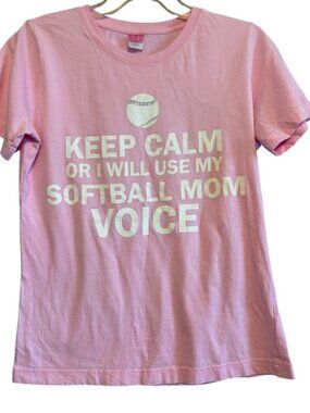 LAT Pink Nostalgic Keep Calm Mom Softball T-shirt Games Tournament Fun Size Medi